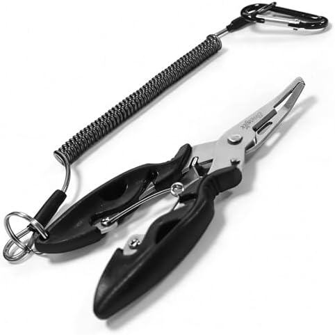 5" Fishing Pliers Scissors with Safety Lock and Anti Loss Rope by Bneajix