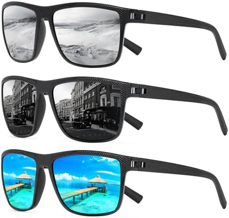 Square Polarized Sunglasses for Men and Women Lightweight Frame Sun Glasses with UV Protection by TURBOPEP