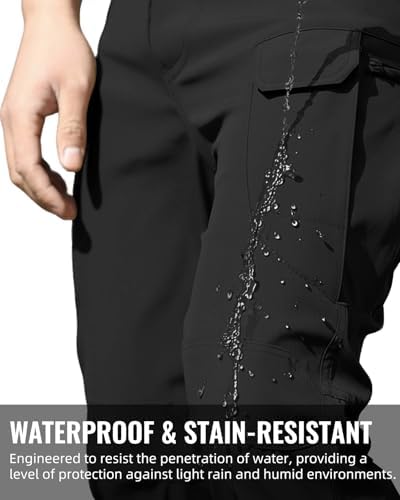 Men's Tactical Pants Stretch Waterproof Fabric Durable Cargo Pants for Hiking Casual Work Multi Pockets (No Belt) - Image 5