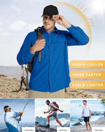 33,000ft Men's Long Sleeve Sun Protection Shirt UPF 50+ UV Quick Dry Cooling Fishing Shirts for Travel Safari Camping Hiking - Image 4