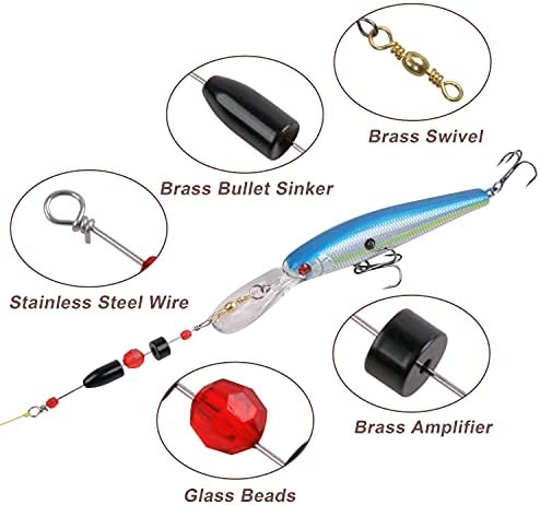 Carolina Rig for Bass Fishing Saltwater, 5pcs Brass Pre-Rigged Carolina Ready Rigs Fishing Weights Barrel Sinkers (1/4oz, 3/8oz, 1/2oz, 3/4oz, 1oz) - Image 5