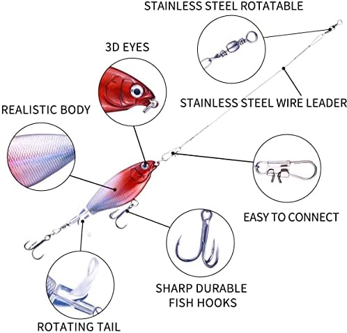 Topwater Fishing Lures With Storage Box, Whopper Popper for Bass, Catfish, Pike, Perch - Floating Pencil Bait With Rotating Tail for Freshwater or Saltwater - Image 2
