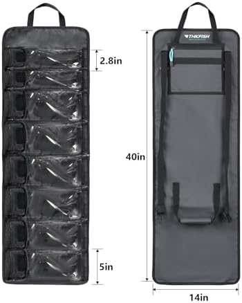 THKFISH Big Bait Bag, Roll-Up Large Trolling Lure Bag for Big Baits with 7 or 8 Heavy Duty PVC Protective Cover Pockets, Mesh Cleaning & Drying Tabs - Image 6