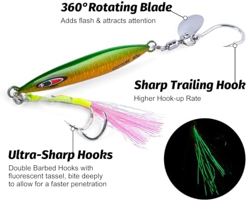 Goture Slow Pitch Jigs with Double Assist Hooks and Swivel, 40g-250g - Image 3