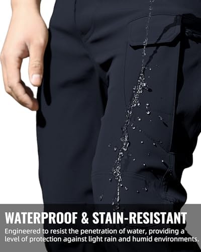 Men's Tactical Pants Stretch Waterproof Fabric Durable Cargo Pants for Hiking Casual Work Multi Pockets (No Belt) - Image 5