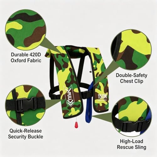 Automatic Inflatable Life Jacket | Low Profile PFD for Adults | Compact Design Self Inflating Life Vest | Supports up to 330 lbs - Image 4