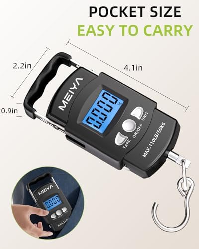MEIYA Digital Fish Scale & Fishing Scale with Comfortable Handle - 110lb/50kg High-Accuracy Fishing Gear, Professional Fishing Gifts for Men, Comfort-Grip Hanging Scale for Large Fish, Luggage - Image 3