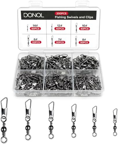 DONQL 200pcs Fishing Snap Swivels Fishing Lure Connecter with Snap Type A by DONQL