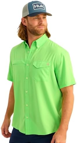 HUK Men's Tide Point Kc Scott Original Artwork Short Sleeve Shirt, Fishing Button Down by HUK