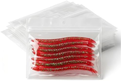 100 Pack Soft Plastic Baits Bags | Heavy-Duty Clear Lock Zipper Packaging Bags - Leakproof Double-Sealed Zipper Storage for Soft Plastic Lures & Fishing Gear | Multiple Sizes (5.9"x4.7") by BAITNEST