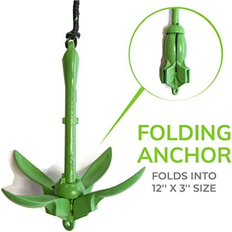 Kayak Anchor Kit - 3.5 lb, Green - Folding Grapnel Anchor with 25 ft Rope - Image 4