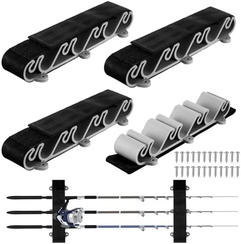 Blueweenly 4 Pcs Vertical Mount Fishing Rod Holders for Boat Vertical Fishing Rod Rack for Storage Pole Strap for Boat Deck by Blueweenly