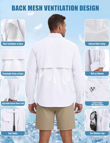 WULFUL Men's Sun Protection Fishing Shirts UPF 50+ Lightweight Quick Dry Cooling Long Sleeve Shirts for Work Hiking Safari - Image 5