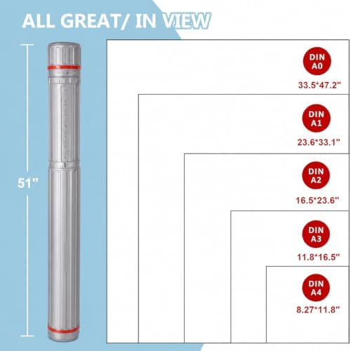 DEWEL Poster Tube 30"-51", Telescoping Blueprint Tube Art Tube with Strap - Image 4