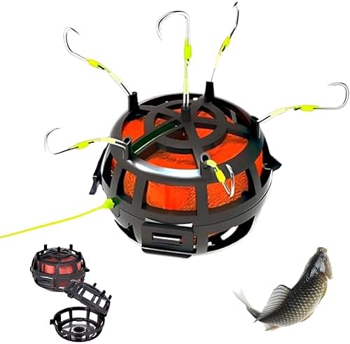 Reverse Bottom Bait Cage Fishing Hook, 360° Floating Bait Cage Fishing Hook, Spring Baits Cages Trap Fishing Hooks for Carp Tilapia Catfish, Fishing Lover Gifts by Unknown