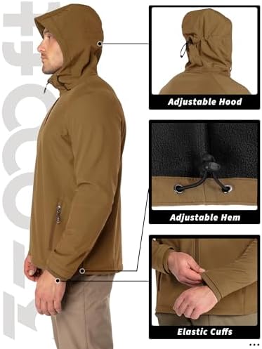 33,000ft Men's Hooded Fleece Lined Rain Shell Jacket Waterproof Lightweight - Image 5