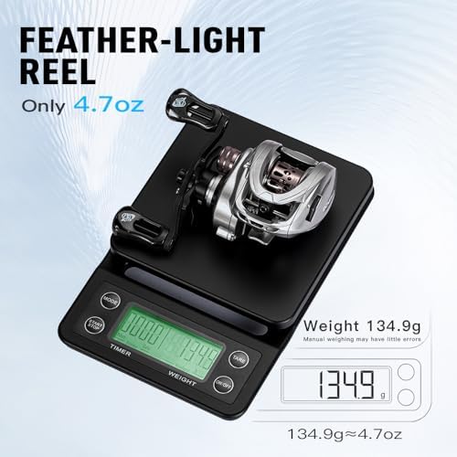 HICC50 Compact Baitcaster Fishing Reels - 4.7oz Ultra Smooth Bait Finesse Casting 30 Magnetic Brake, 7.1:1/8.1:1 Ratio10+1 Double Shield Bearing for Saltwater Freshwater with Dual spools - Image 2