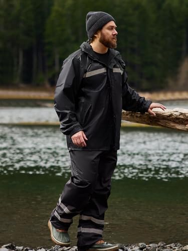 Men's Rain Suit High Visibility Reflective Work Rain Jacket Pants for All Sport Farm Fishing Motorcycle - Image 3