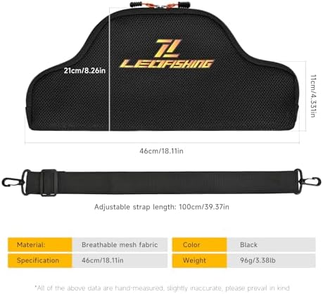 LEOFISHING Fishing Rod and Reel Combos Bag Portable Foldable Fishing Pole Case 45cm/17.7" for Short Telespoic Fishing Pole Store Up to 1-2 Fishing Rod with Reel Breathable Mesh Material - Image 2