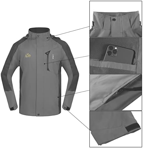 TEZO Mens Rain Jacket Waterproof with Hooded Hiking Coat Lightweight Windbreaker - Image 5