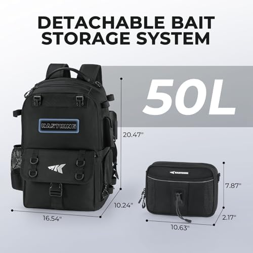 KastKing BaitSpace 50L Fishing Backpack with 4 Tackle Boxes, 2 Rod Holders - Image 3