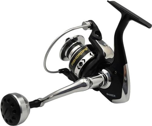 Fishdrops Spinning Fishing Reels, Lightweight Spinning Reel, 15.5 LBs Max Drag, 5.1:1/5.5:1 High Speed Ultra Smooth Powerful with CNC Aluminum Spool Fishing Reels Freshwater(Black/Gold) by Fishdrops