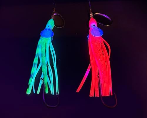 King COHO Humpy Sockeye Salmon Stealhead Squid Skirt Spinner Hoochie Lure UV Gill Double Hooks for Trolling Fishing - Image 5