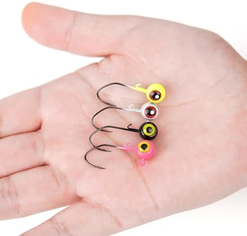 40-Pack Crappie Jig Heads for Fishing - 5 Colors Kit for Panfish, Walleye, Bass 1/32, 1/16, 1/8oz - Image 6