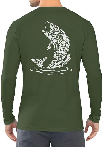 Men's Fishing Shirt Long Sleeve, UPF50+ UV Protection Sun Shirts, Quick Dry Graphic T Shirt for Running Hiking - Image 3