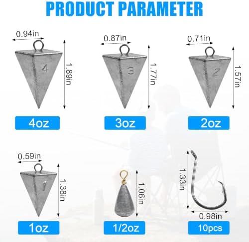 Saltwater Surf Fishing Tackle Kit - Saltwater Surf Fishing Rigs Bottom Rigs Include Fishing Leader Rigs Pyramid Sinkers Bass Casting Sinker Circle Hooks for Striped Bass Red Drum Flounder - Image 4