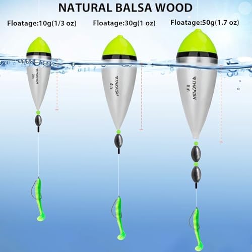 THKFISH Fishing Bobbers Slip Bobbers for Fishing Floats Bobbers for Fishing Balsa Bobbers for Steelhead Fish Float Rigs Freshwater Saltwater Floatage - Image 3