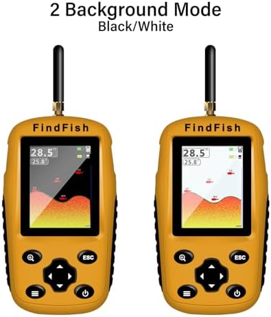Fish Finder Portable Wireless Sonar & Radio Sensor Depth Finder with Fish Size, Water Temperature, Bottom Contour, Color LED Display Black/White Model fit for Boats Kayaks Fishing - Image 2