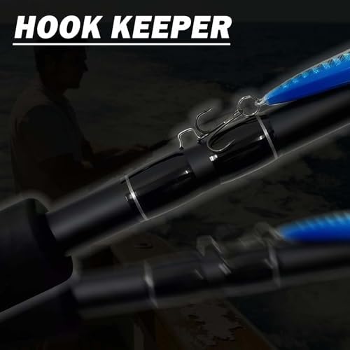 Medium Heavy Spinning Fishing Rod, 7' & 7'6" Carbon Graphite & Fiberglass Composite Rod, EVA Split Grip, Boat Rod for Bass, Trout, Catfish, Walleye, Saltwater & Freshwater Fishing - Image 6