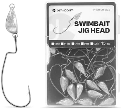 OJY&DOIIIY Weighted Texas Rig Hooks, Weedless Swimbait Jig Heads for Bass Fishing 1/8 3/16 1/4 3/8oz by OJYDOIIIY