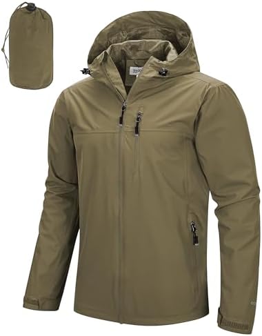 33,000ft Men's Packable Rain Jacket Waterproof Raincoat with Hood by 33000ft
