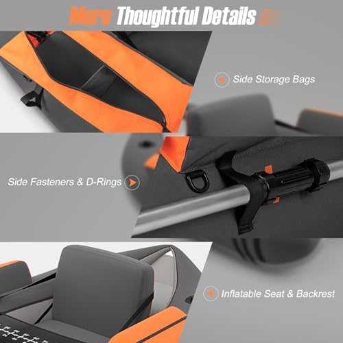 GYMAX Fishing Float Tube, 350lbs Inflatable Fishing Boat with Paddle, Pump, Flippers, Fish Hook Stators, Fish Ruler, Storage Pockets, Portable Backpack Belly Boat for Adults Fishing - Image 4