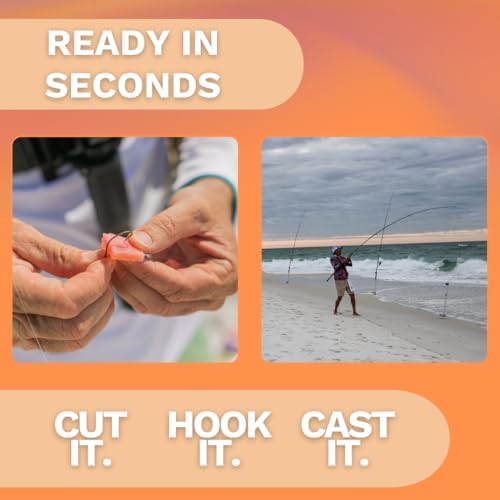 FishGum Surf Fishing Bait Strips for Saltwater Beach Fishing – Real Shrimp, Crab, Clam & Sand Flea Infused Scent – Artificial Cut Bait for Pompano, Redfish & Flounder - Image 4