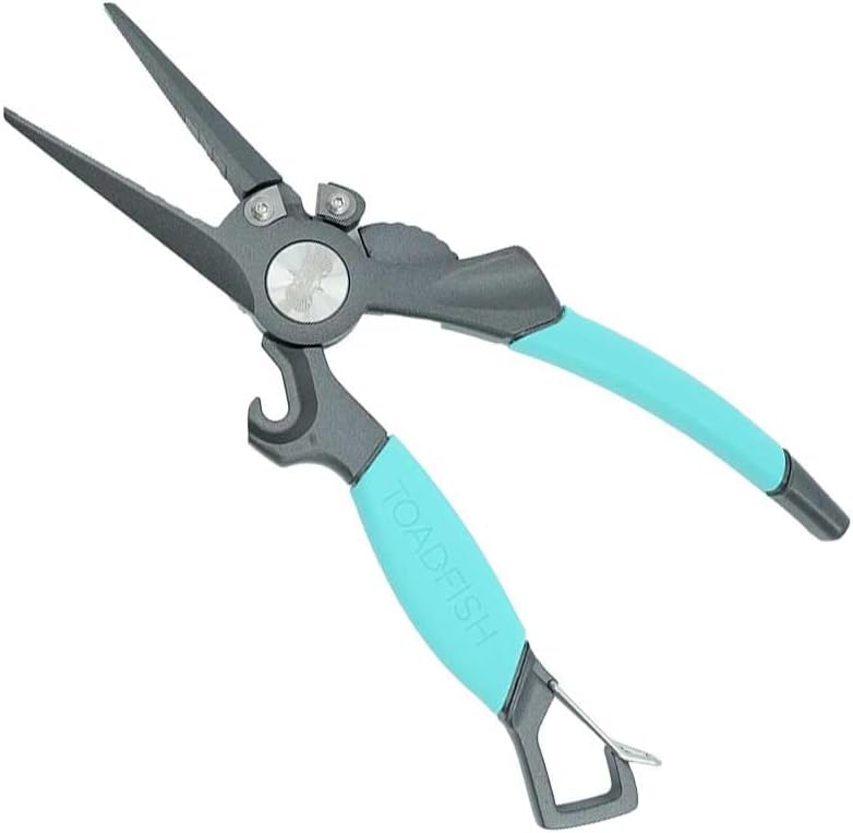 Toadfish Fishing Pliers 8 in, Titanium Coated Saltwater Hook Remover by Toadfish
