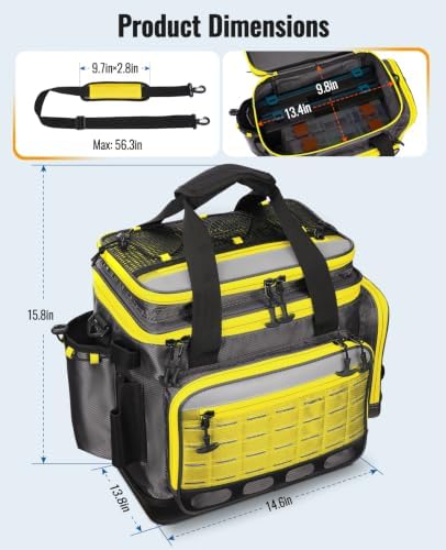 KEXMO Fishing Saltwater Tackle Box Bag, Waterproof Tackle Bag for Men - Image 6