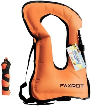 Snorkel Vest, Adults Portable Kayaking Buoyancy Inflatable Swim Vest Jackets, Diving Surfing Adjustable Snorkeling Vest Swimming Jacket for Outdoor Water Sports Fun Safety by Faxpot