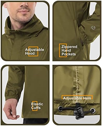 Outdoor Ventures Men's Rain Jacket Waterproof Lightweight Packable Pullover - Image 5