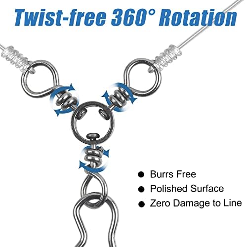 AGOOL Fishing 3 Way Swivel Snaps - 30pcs T-Turn Fishing Swivels Triple Swivels Cross Line Duo Lock Snap Swivels Fishing Lure Connectors Fishing Tackle for Trolling Catfish Rig Saltwater Freshwater - Image 4