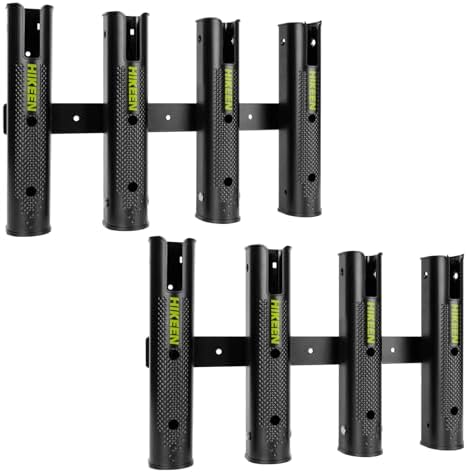 Hikeen Adjustable Fishing Rod Holder, 4 Tube Fishing Pole Holders Wall-Mounted Rod Rack for Boat Kayak Golf Cart Garage Crate Cooler Wagon RV by Hikeen