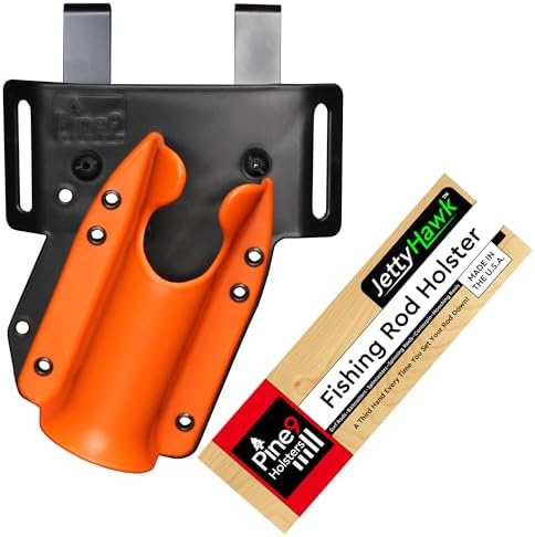 JettyHawk Fishing Rod Hip Holster, Hands-Free Quick-Draw Holder, Fits 1.5-2" Pole, for Spinning, Baitcaster, Centerpin & Surf Rods, Wading & MOLLE Belts by Pine9Holsters