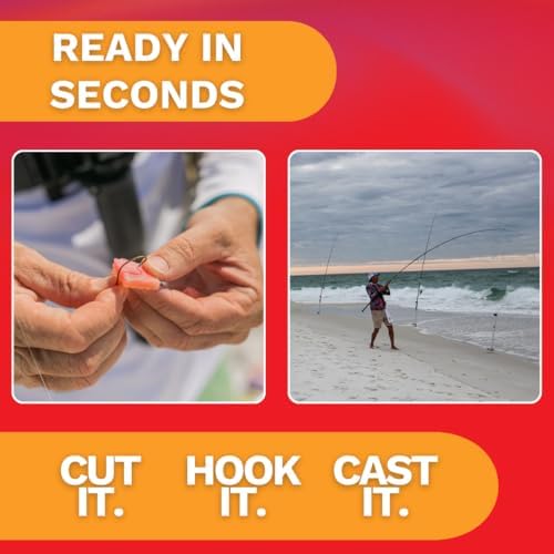 FishGum Surf Fishing Bait Strips for Saltwater Beach Fishing – Real Shrimp, Crab, Clam & Sand Flea Infused Scent – Artificial Cut Bait for Pompano, Redfish & Flounder - Image 4