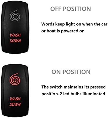 12V 24V Dual RED Led Washdown Rocker Switch with Wires 5 PIN ON-Off Laser Etched Switch for Car Boat Yatch Trailer Truck - Image 4