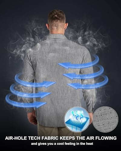 33,000ft Men's Long Sleeve Sun Protection Shirt UPF 50+ UV Quick Dry Cooling Fishing Shirts for Travel Safari Camping Hiking - Image 2