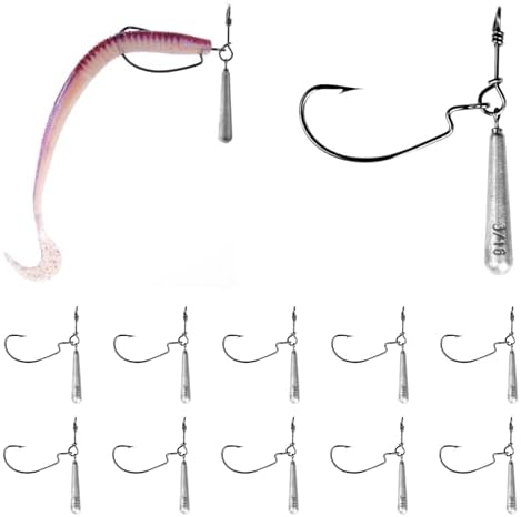 OJYDOIIIY Jika/Tokyo Rig (10/12 PCs) - Drop Shot Style Fishing Rigs with Weedless EWG Hooks (1/8 3/16 1/4 3/8 1/2oz) | Replaceable Hooks & Weights by OJYDOIIIY