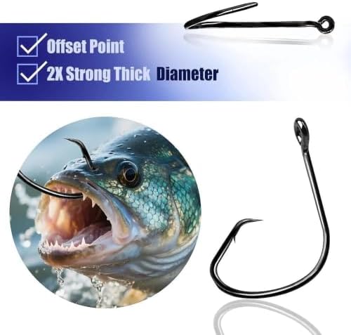 Natufish Circle Hooks Live Bait Hooks Offset Design 50/100Pcs Saltwater - Image 4