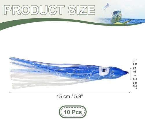 Fishing Squid Skirts, Glow Soft Plastic Trolling Lures Luminous -Fitting for (Bass/Trout/Salmon/Saltwater/Fishing Bait) - Image 2